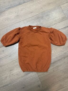 Girls' Rust Puff Sleeve Sweatshirt